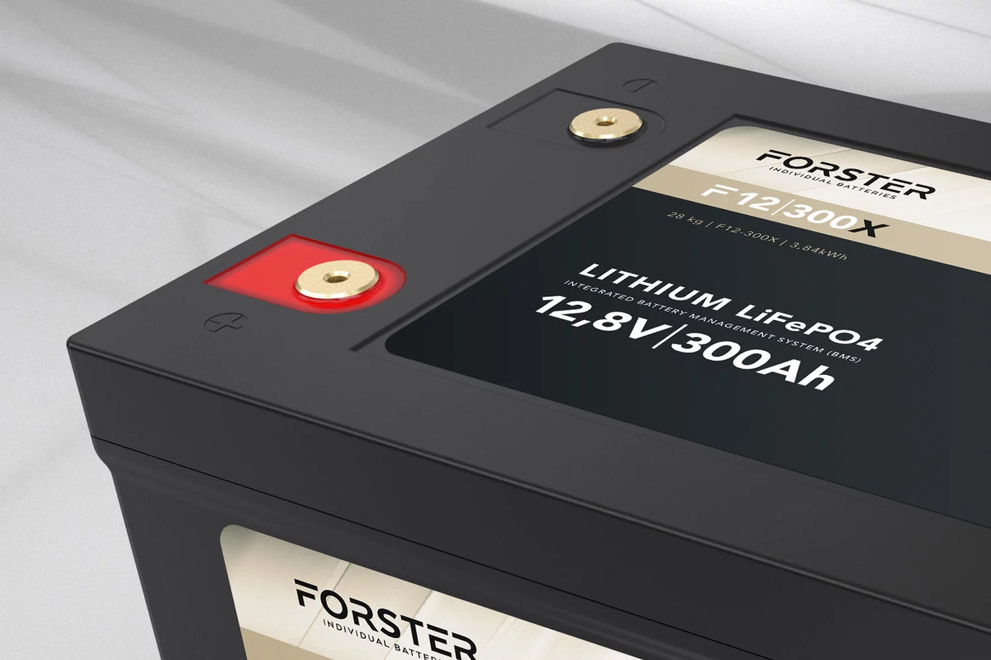 Forster 12,8V Lithium 300Ah LiFePO4 Premium Batterie | 200A-BMS-2.0 | 3840Wh | IP67