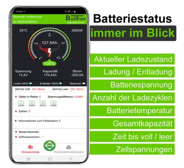 BullTron LiFePO4 Polar 185Ah 12.8V Akku mit Smart BMS, Bluetooth App und Heizung