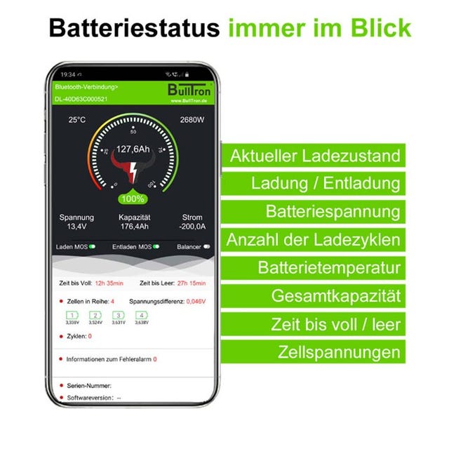 BULLTRON LIFEPO4 POLAR 230AH 12V AKKU MIT BMS BLUETOOTH und Heizung