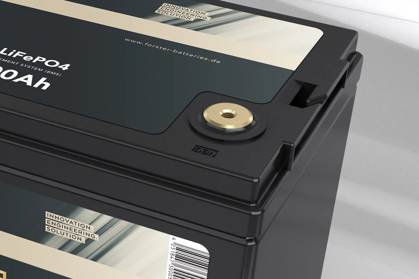 Forster 12,8V Lithium 100Ah LiFePO4 Premium Batterie | 200A-BMS-2.0 | 1280Wh | IP67