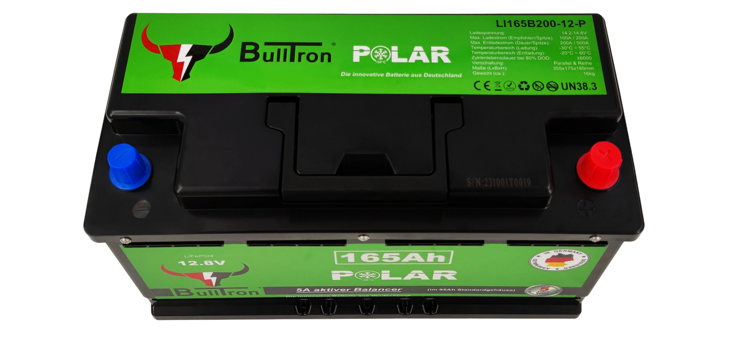 BullTron LiFePO4  Polar 165Ah 12.8V Akku mit Smart BMS, Bluetooth App und Heizung