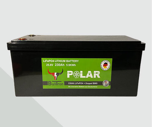 Bulltron Polar LiFePO4 25.6V Akku 230Ah mit Smart Doppel-BMS, Bluetooth App und Heizung
