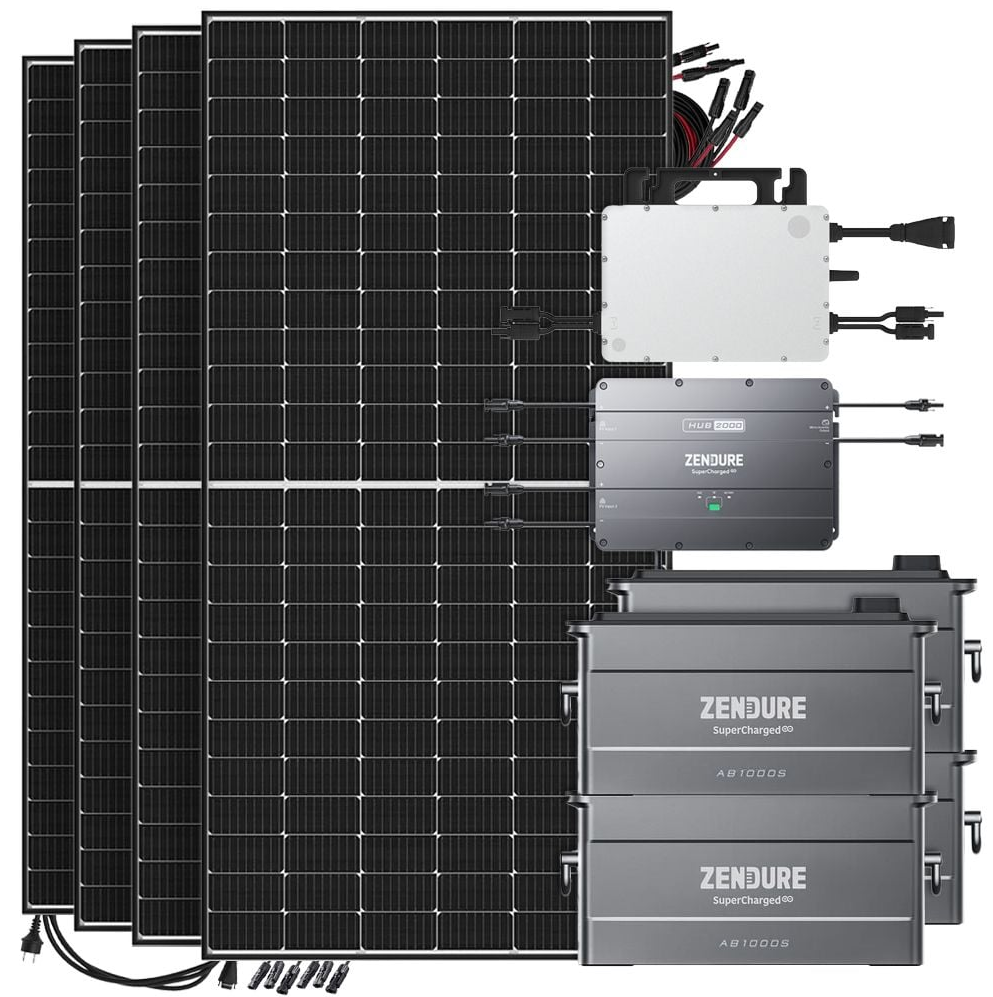 Balkonkraftwerk Zendure SolarFlow 3,84kWh 1920W HMS-800W-2T Balkonkraftwerk Bifazial Black Frame - 5m Anschlusskabel