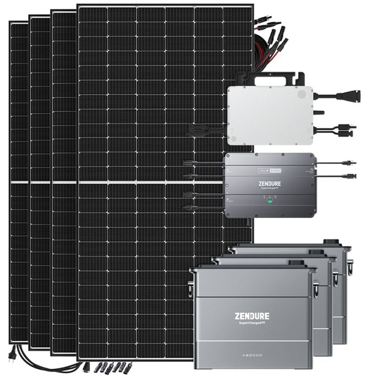 Balkonkraftwerk Zendure SolarFlow 5,76kWh 1920W HMS-800W-2T Balkonkraftwerk Bifazial Black Frame - 5m Anschlusskabel