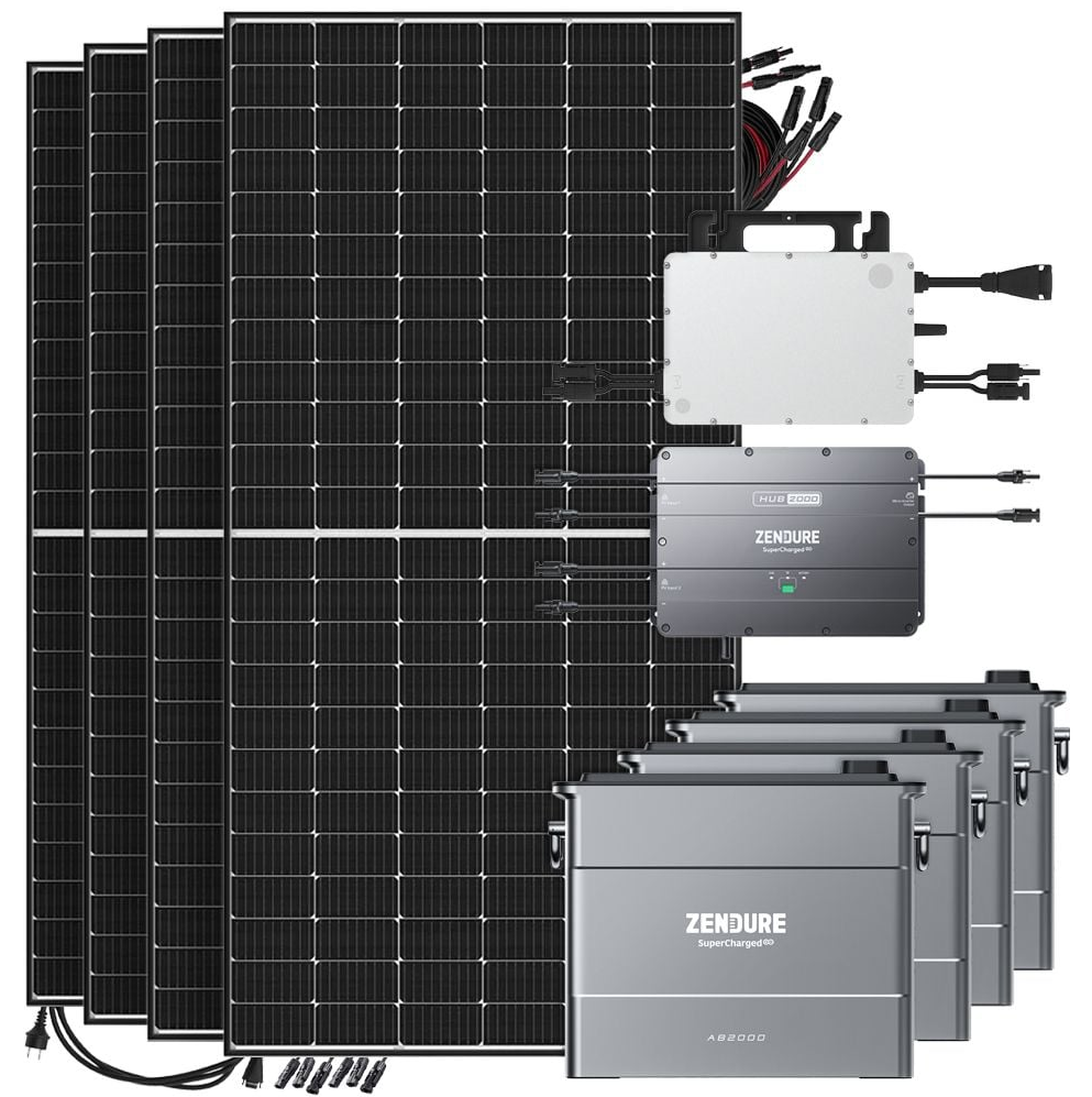 Balkonkraftwerk Zendure SolarFlow 7,68kWh 1920W HMS-800W-2T Balkonkraftwerk Bifazial Black Frame - 5m Anschlusskabel