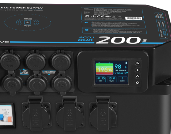 ECTIVE AccuBox 200s tragbare Stromversorgung - Modell 2023 - mit 200Ah Lithium Batterie, integriertem Wechselrichter und MPPT