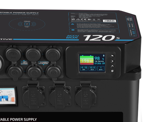 ECTIVE AccuBox 120s tragbare Stromversorgung - Modell 2023 - mit 120Ah Lithium Batterie, integriertem Wechselrichter und MPPT